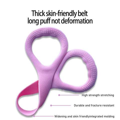 Pink Figure 8 Resistance Band With Handles For Arm Back Shoulder Training And Full Body Workouts, showing thick skin-friendly belt.