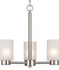 Sylvestre 3-Light Chandelier With Brushed Nickel Finish And Frosted Seeded Glass Indoor Ceiling Light Eighteen And One Quarter Inch Diameter