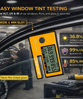 3 In 1 Tint Meter For Car Windows Pro Digital Solar Film Tester With UV IR Transmission And Light Transmittance Auto Calibration Fits Side Windows And Film Samples Stay Legal Window Film Testing For Auto Shops on car side window