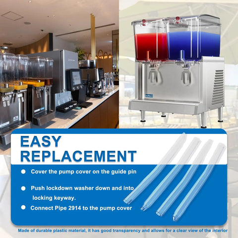 2 Pack Spray Tube Replacement For 9L Beverage Dispensers 2914 Spare Part Durable Build Easy Install Back Up Kit For Commercial Coffee And Beverage Machines, clear tubes