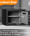 1.2 Cubic Feet Fireproof Safe Box With Digital Keypad Alarm System For Home And Office Use Protecting Money Jewelry Documents And Valuables Removable Shelf Heat Activated Door Seal Fire Resistant 30 Minutes At 1400 Degrees Fahrenheit showing dimensions and open door.