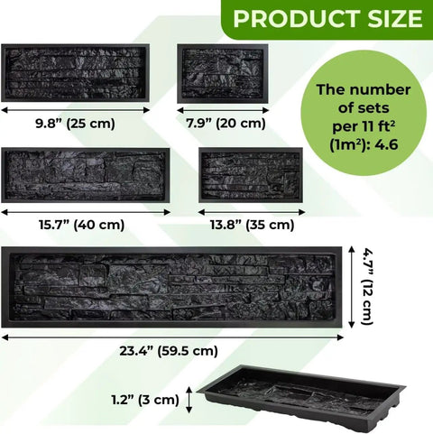 5 Piece ABS 2mm Plastic Molds For Concrete And Plaster Walls Build Flagstone Limestone Brick And Stone Veneer Tiles