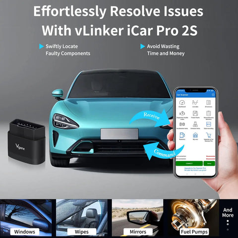 Bluetooth OBD2 Diagnostic Adapter For iOS Android And Windows Read And Clear Check Engine Codes Real Time Performance Data And Logger