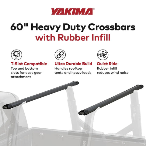 Beefy 60 Inch Aluminum Roof Rack Cross Bars With Integrated Tie Down Points And T Slot Mounts For Rooftop Tents showing durable rubber infill.