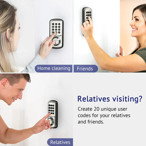 People using Keyless Entry Door Lock With Keypad For Front, Bedroom, And Garage, Auto Lock, 1-Touch Motorized Locking