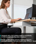 Slick Under Desk Drawer With Lock Sturdy Metal Undermount Storage Slide Tray Organizer For Papers Laptops And Office Gear White 16X11 Point 8 Inch installed under a desk with user typing.