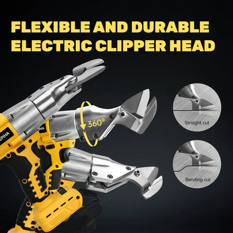 Cordless Sheet Metal Shear Brushless Electric Shears With 360 Degree Pivoting Head And Two Speed Control features and cuts