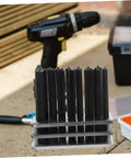 Pin Punch Set 28Pc Cylindrical Punches Drilling Tools Maintenance Kit for Home Repairs shown outdoors with toolbox and drill