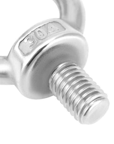 Close-up of Top Shelf 304 Stainless Steel M12 x 20mm Shoulder Lifting Ring Eye Bolt With Male Thread showing details of the threaded shaft.