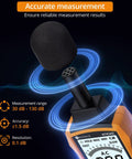 Compact Decibel Meter With A And C Weighting For Real World Noise Readings, 30 To 130 dB Digital Sound Level Meter For Environmental, Industrial, And Studio Use with foam windscreen