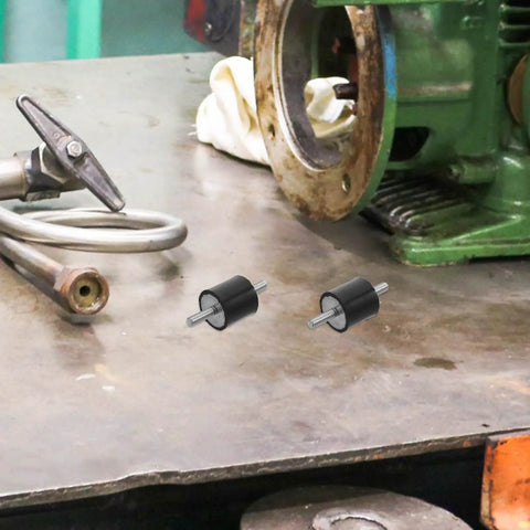 4 Pack Rubber Vibration Isolator Mounts With Galvanized Steel M6x18 Studs For Quiet Stable Operation On Fitness Equipment Bikes Air Compressors And Engineering Gear With Easy Install And No Fuss Vibration Reduction, black stud mounts on machine surface