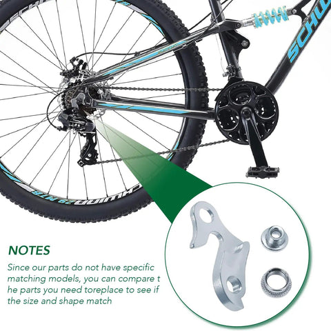 Universal Bike Derailleur Hanger Frame Gear Tail Hook for Mountain Road BMX and Folding Bikes Durable Aluminum Alloy Construction Rust Resistant Built To Last No Fuss Install Secure Fit attached to bike frame