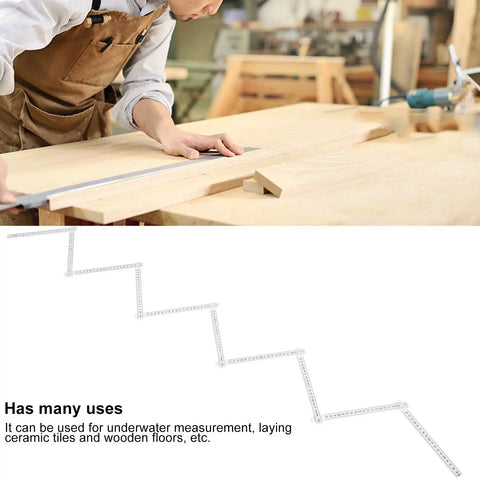 Heavy Duty Folding Carpenter Ruler Pair Offering Two Meter Straight Shooting Layout Measurements lightweight ABS measure stick in use on wood.
