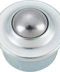 Heavy Duty One Inch Steel Stud Mount Ball For Ball Transfer Conveyor Tables Built Tough For A Smooth Ride Easy Swap Replacement Drop For Factory Or Shop Setup, top view showing polished metal surface.