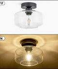 Industrial Ceiling Light Fixture With Seeded Glass Shade Semi Flush Mount Black Base For Dining Room Bedroom Hallway Entryway Farmhouse Lighting Timeless Retro Edison Style Bulb Look With Easy Install And Mounting Hardware