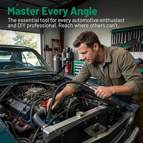 Mechanic using Half Inch Flexible Shaft Extension Bar For Impact Wrench And Ratchet in car engine repair