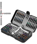 66 In 1 Magnetic Screwdriver Set With S2 Steel Bits, flexible shaft, long and short shanks in a black case for assembly and repair.