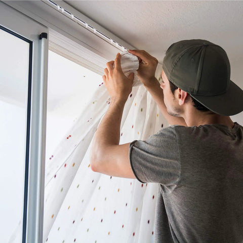 12 Pack Curtain Track Gliders For Window And Shower Traverse Rod Sliders Plastic Rail Sliders Ceiling Roller Track Hooks Durable White Sliders For Easy Curtain Hanging And Smooth Operation on ceiling track