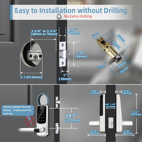 Slick Biometric Fingerprint Smart Lock With Handle Set For Front Door Hella Secure Keyless Entry Deadbolt Zero Hassle Setup With App Control Auto Lock And Satin Nickel Finish