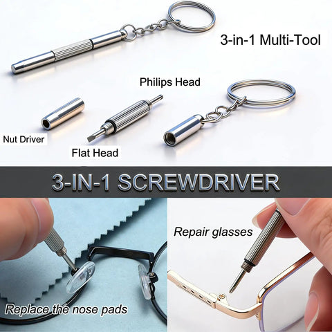 3-in-1 screwdriver tool for Five Pairs Of Air Chamber Silicone Eyeglasses Nose Pads 15x8mm Upgrade Replacement Kit