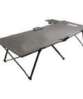 Pack-Away Big N Tall Camping Cot With Removable Side Table And Cup Holder, Extra Wide Sleeping Surface, steel frame, side view