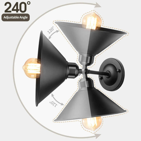 Plug In Black Wall Sconce Two Pack With Antique Swing Arm Industrial Style Lamp No Fuss On Off Cord Switch E26 Base Durable Fixture