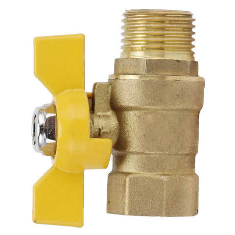 Heavy Duty Brass Ball Valve Featuring G1/2 Male Thread For Fuel And Natural Gas Lines Quick Shut Off Plumbing Parts, yellow handle.