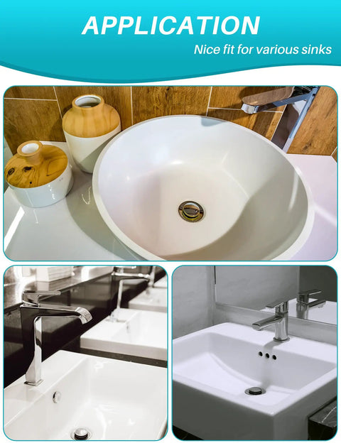 Bathroom sinks fitted with 2 In 1 Bathroom Sink Stopper And Hair Catcher Universal Pop Up Drain Stopper For 1.1 To 1.5 Inch US Standard Drain Holes Easy To Install