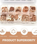 Copper Crush Washer Kit 200 Piece Assortment For Oil Drain Plugs And Gaskets Flat Ring Seals In Nine Sizes storage box