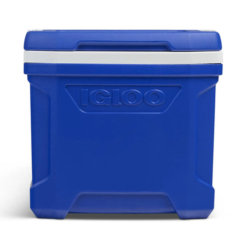 Heavy Duty Hardside Lunch Cooler 12 To 16 Qt Blue Profile with fold-flat bail handle and Cool Riser Technology front view