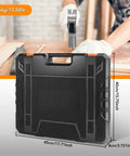 All In One Home And Auto Repair Tool Kit 157Piece Set With Durable Plastic Toolbox Storage Case, closed and measured