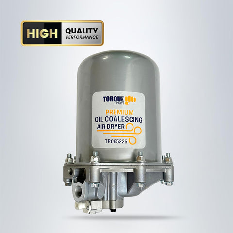 Air Dryer AD-9 Replacement For 109685 26QE377 109685X, 12V 75W, 1/2 inch NPT, gray cylindrical shape, product label visible.