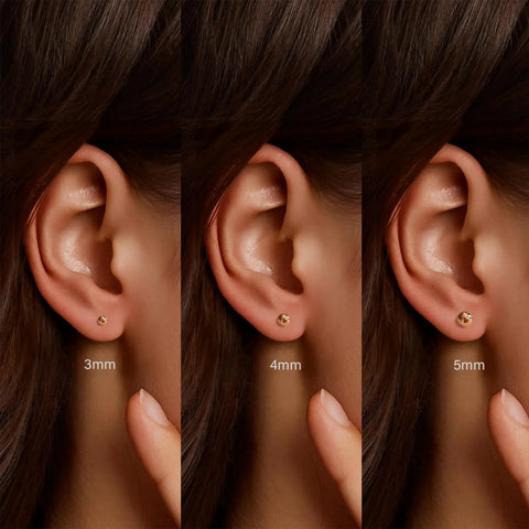 14K Gold Plated Ball Stud Earrings Set for Multiple Piercings High Polish Finish Hypoallergenic Round Ball Studs in 3Mm 4Mm 5Mm Sizes Cute Everyday Jewelry Trio for Women, 3mm to 5mm