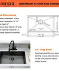 Diagram and image of Undermount Bar Sink 15x19 In 16 Gauge Stainless Steel, Single Bowl For RV and outdoor kitchens, with dimensions.