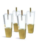 Clear Acrylic Furniture Legs Replacement Set Of 4 For Sofas Cabinets And More Modern Square Style With Gold Accent 4.7 Inch Height
