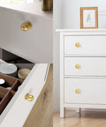 Solid Brass Cabinet Knobs 1 Inch Gold Round Drawer Knobs For Kitchen Bathroom Bedroom 10 Pack Dope Ball Shaped Hardware On White Dresser