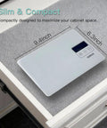 Digital Kitchen Scale With USB Rechargeable Power, Six Measurement Units, Ultra High Precision, white scale in drawer