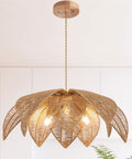 Handcrafted Rattan Chandelier With Three Bright Bulbs For Your Dining Room Or Kitchen Island, handwoven shade, D24xH9.5in.