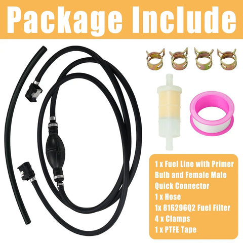 Marine Outboard Fuel Line Kit With Five Sixteenths Inch Ten Foot Hose Primer Bulb Quick Connectors Four Clamps And Fuel Filter