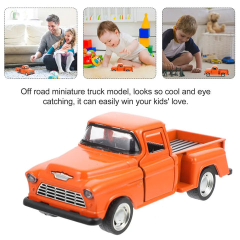 Orange Pickup Truck Miniature Model Toy For Kids Room Decor And Party Favors Realistic 4.92 Inch Collectible Vehicle Figurine