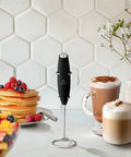 Ultra Fast Handheld Milk Frother Wand With Duracell Batteries For Rich Coffee Foam In Seconds, Electric Whisk on counter