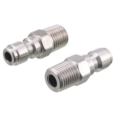 Two stainless steel 1/4-in quick-connect pressure washer male NPT fittings (2-pack)