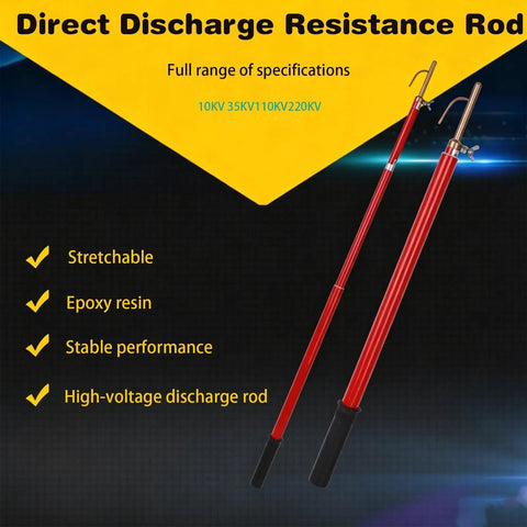 Pro Level Telescoping High Voltage Discharge Rod No Fuss Epoxy Resin Stick For Fast Capacitor Draining And Utility Guy Safety Gear With Slick Pouch Rated 10Kv To 220Kv, red epoxy resin rod with stretchable design.