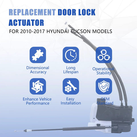 Replacement Front Right Door Lock Actuator Passenger Side Door Latch Assembly Replaces 81320 2S000 Fits 2010 To 2017 Hyundai Tucson