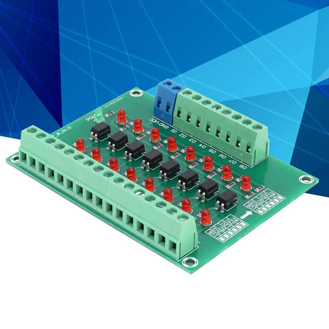 8 Channel Optical Isolation Module For PLCs With 20kHz Switching Frequency Optocoupler Converter Board, angled view