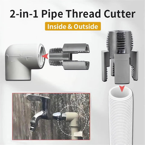 Premium Integrated Internal And External Pipe Threading Toolkit for 1/2 inch to 1 inch pipes demonstrating inside and outside threading features.