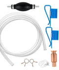 Portable Manual Gas Transfer Pump With Five Eighth Inch High Flow Siphon Hose And Dual PVC Hoses For Quick Gas And Water Transfer, Easy Hand Pump Sucker Tool For Fast Liquid Transfer, with pump bulb, clamps, and hose kit