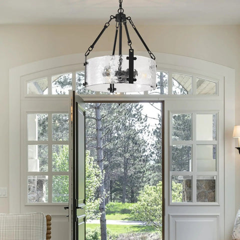 Dope Mid Century Modern Sputnik Ceiling Light Fixture Chandelier Industrial Semi Flush Mount Pendant Lighting in a bright foyer