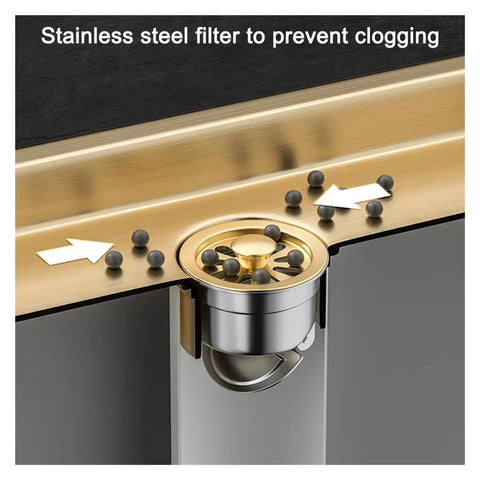 Game Changing Stainless Steel Shower Floor Drain And Hair Catcher Strainer No Sweat Quick Setup Bathroom Drainage Grate With Easy Pull Trays For Zero Hassle Cleaning In Classic Gun Gray 60CM Length top view of stainless steel filter.