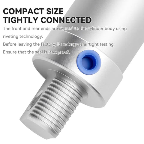 Close-up of Beefy Pneumatic Cylinder 32mm Bore 100mm Stroke Double Acting Air Cylinder showing PT1/8 port and riveted body